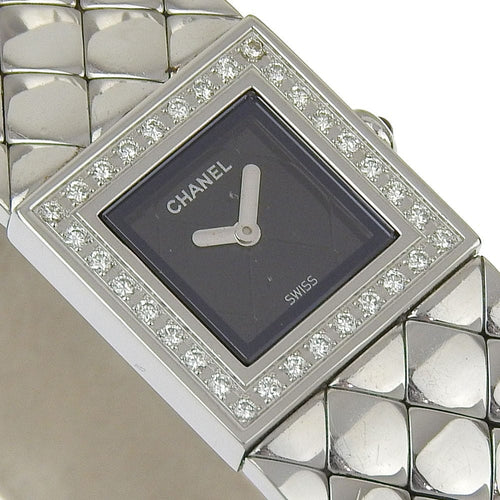 Montre Chanel Matelassé - Montre quartz acier et diamants 58 Facettes cgstjh