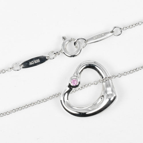 Pendentif Tiffany & Co. Elsa Peretti - Pendentif Open Heart en argent et saphir rose 58 Facettes rkc4e0