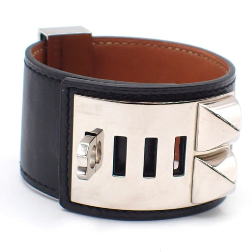 Bracelet Hermès - Bracelet Collier de Chien en cuir noir 58 Facettes tms8snkin8