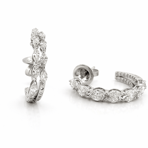 Boucles d'oreilles Boucles d'oreilles demi-créoles en or blanc 18 carats et diamants 58 Facettes cré