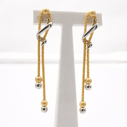 Boucles d'oreilles Boucles d'oreilles pendantes en or 18 carats deux tons et perles d'or 58 Facettes Boucles d'oreilles pendants en or