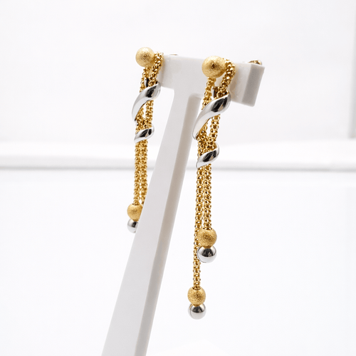Boucles d'oreilles Boucles d'oreilles pendantes en or 18 carats deux tons et perles d'or 58 Facettes Boucles d'oreilles pendants en or