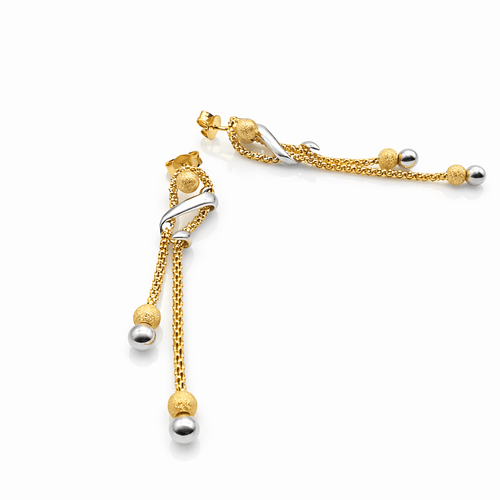 Boucles d'oreilles Boucles d'oreilles pendantes en or 18 carats deux tons et perles d'or 58 Facettes Boucles d'oreilles pendants en or