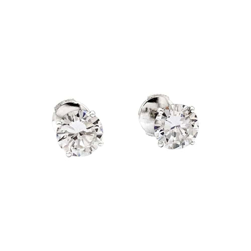 Boucles d'oreilles Puces d'oreilles diamants et or blanc. 58 Facettes 35394