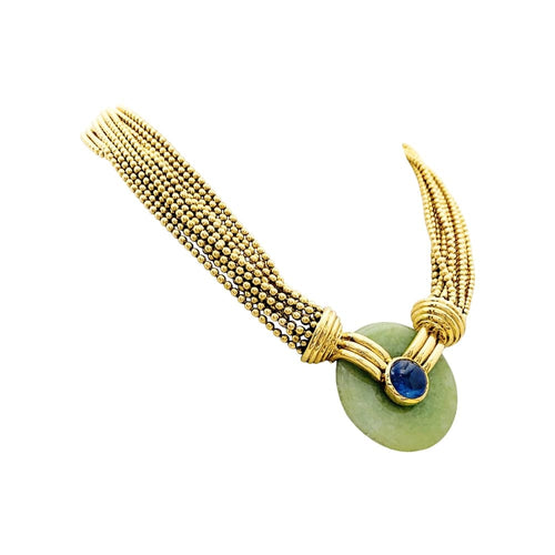 Collier Collier Verney, or jaune, jade et saphir. 58 Facettes 35523