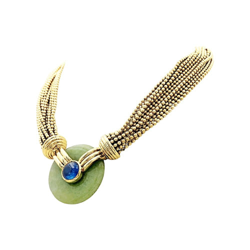 Collier Collier Verney, or jaune, jade et saphir. 58 Facettes 35523