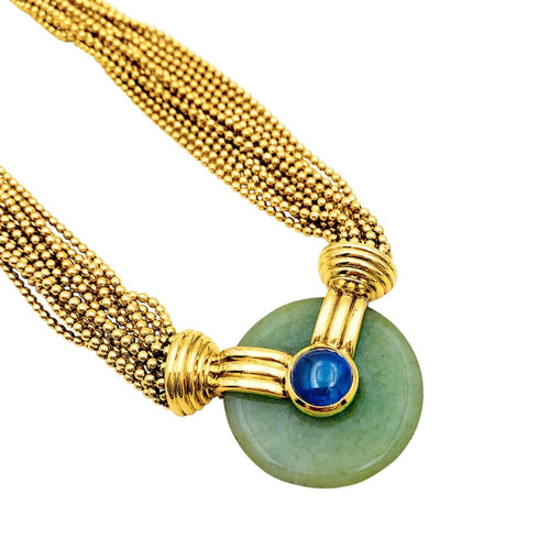 Collier Collier Verney, or jaune, jade et saphir. 58 Facettes 35523