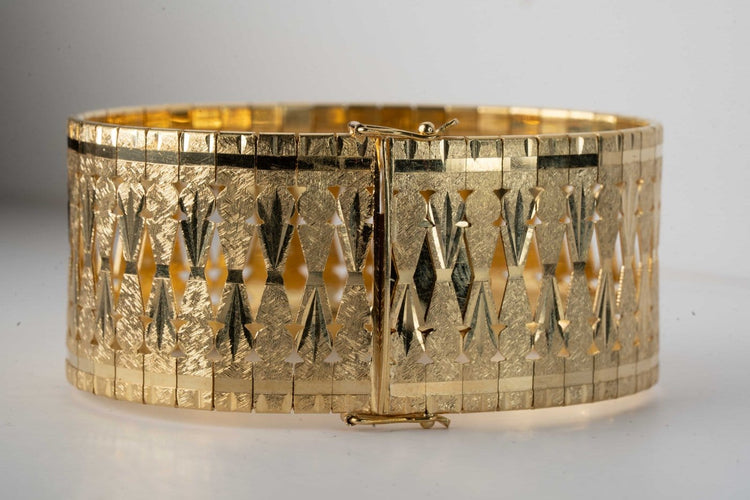 Bracelet Bracelet vintage à maille ruban en or jaune 18 ct 58 Facettes Bracciale vintage maglia a nastro