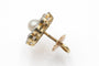 Boucles d'oreilles Boucles d'oreilles fleur - Or jaune 650 et platine, diamants taille ancienne et perles 58 Facettes 11818