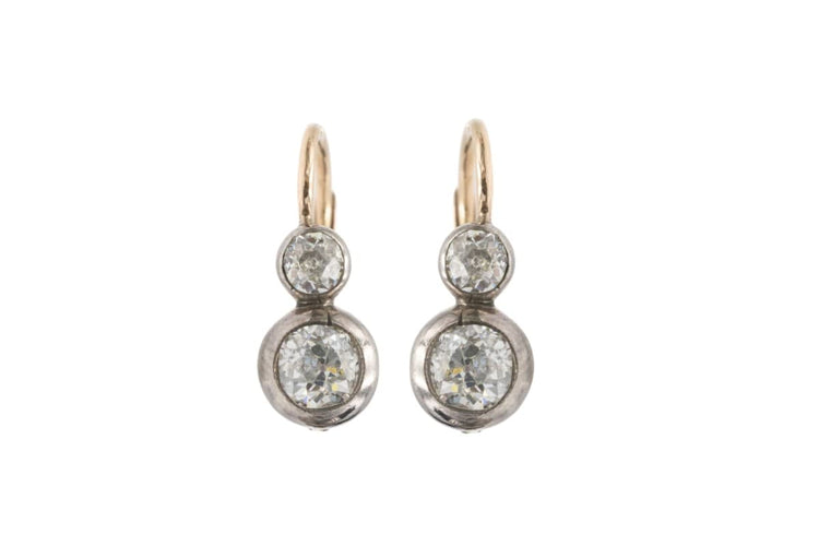 Boucles d'oreilles Boucles d'oreilles anciennes - Or 585/1000 et diamants taille ancien brillant env. 1,35 ct 58 Facettes 12031