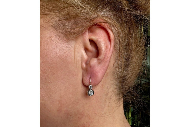 Boucles d'oreilles Boucles d'oreilles anciennes - Or 585/1000 et diamants taille ancien brillant env. 1,35 ct 58 Facettes 12031