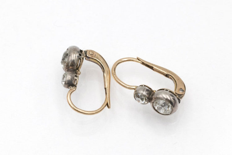 Boucles d'oreilles Boucles d'oreilles anciennes - Or 585/1000 et diamants taille ancien brillant env. 1,35 ct 58 Facettes 12031