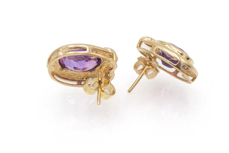 Boucles d'oreilles Boucles d'oreilles vintage - Puces en or jaune 585/1000 et améthystes 58 Facettes 12080
