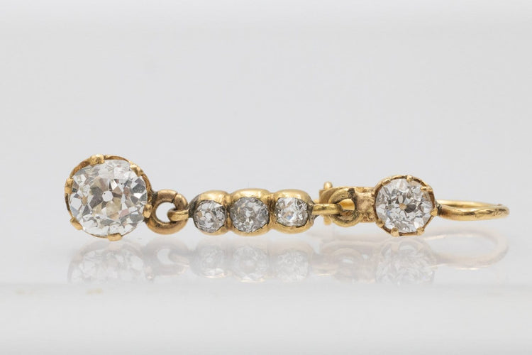 Boucles d'oreilles Boucles d’oreilles pendantes - Diamants taille ancienne en or 750 58 Facettes 11816