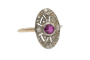 Bague 55 Bague Art déco - Rubis et diamants en or jaune 585 et argent 58 Facettes 9573