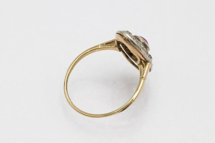 Bague 55 Bague Art déco - Rubis et diamants en or jaune 585 et argent 58 Facettes 9573