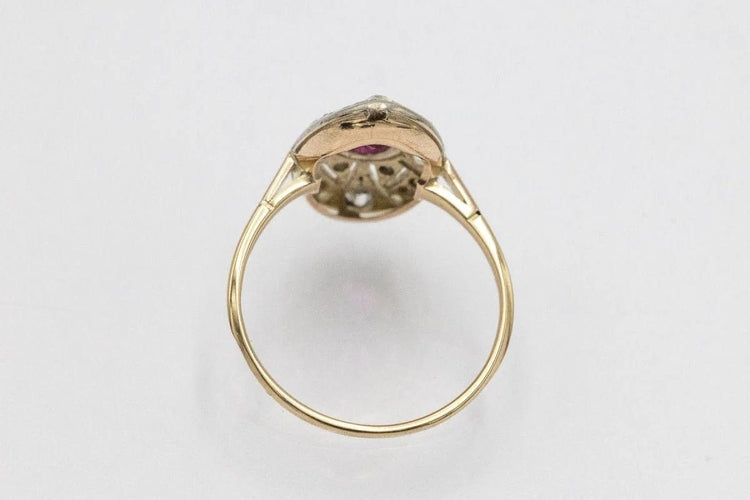 Bague 55 Bague Art déco - Rubis et diamants en or jaune 585 et argent 58 Facettes 9573