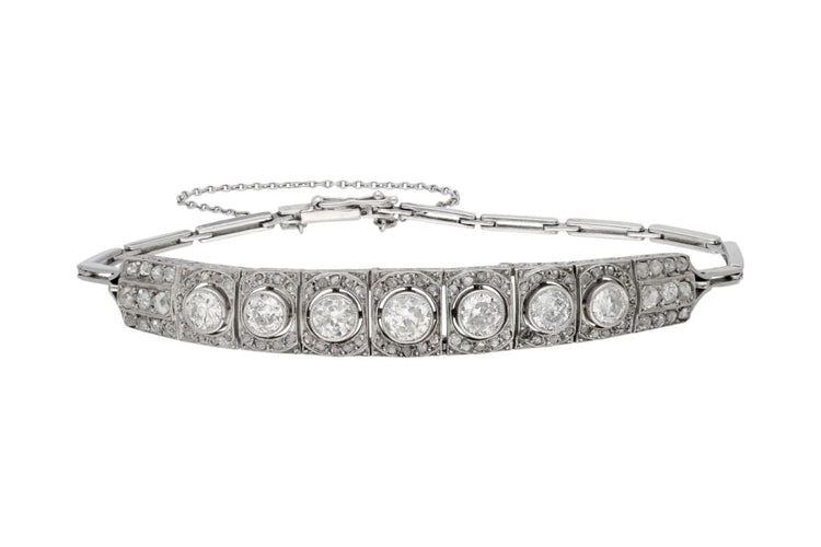 Bracelet Bracelet Art déco en or blanc 585 serti de diamants env. 2,50 ct 58 Facettes 12023