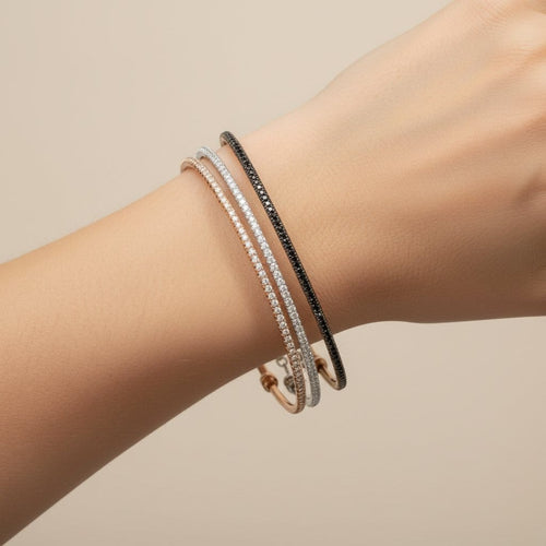 Bracelet Trilogie de bracelets jonc ouverts en or rose et blanc 18 carats, diamants 58 Facettes 1-0000830/3