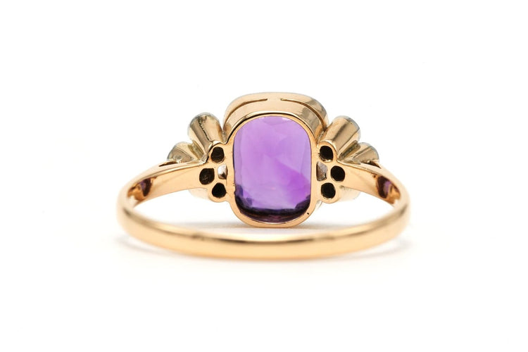 Bague 56 Bague Art déco en or jaune 18 carats avec améthyste et diamants taille rose 58 Facettes 23707