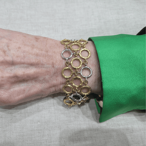 Bracelet Bracelet - Bracelet en or jaune et or blanc 18k style étrusque 58 Facettes P98