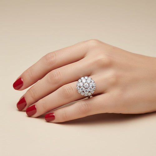 Bague 55 Bague Marguerite en or blanc 18 carats et diamants 4,58 ct 58 Facettes 1.0000461/1