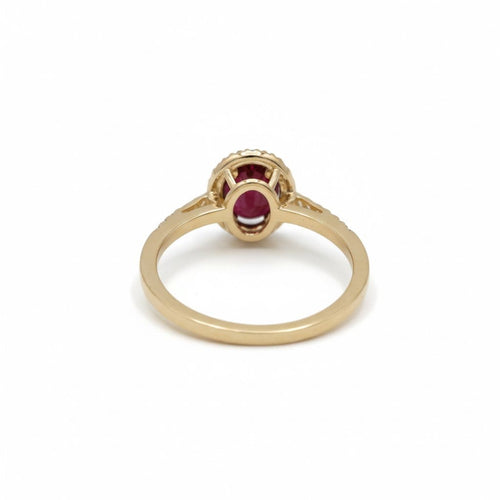 Bague 59 Bague en or jaune 18 carats avec rubis 1,41 ct et diamants 58 Facettes 1.0001367/1
