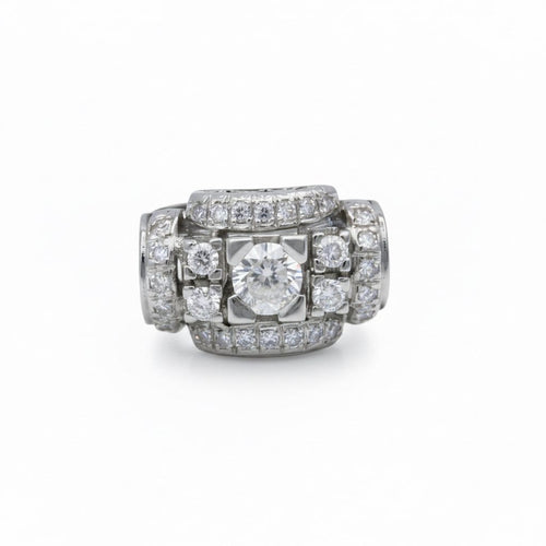 Bague 55 Art Déco - Bague en or blanc et diamants 1,20 carat 58 Facettes 1.0001389/3