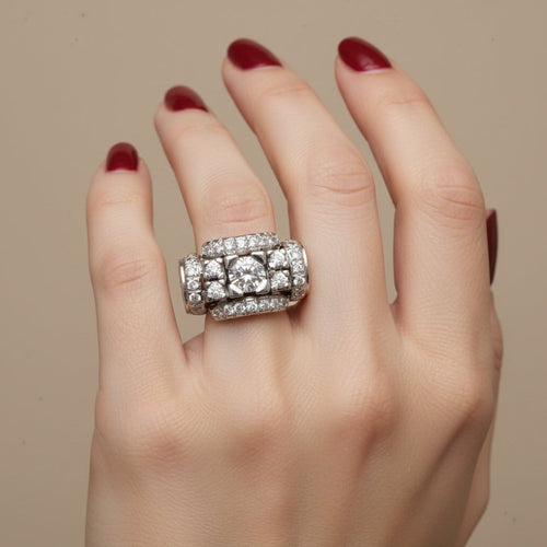 Bague 55 Art Déco - Bague en or blanc et diamants 1,20 carat 58 Facettes 1.0001389/3