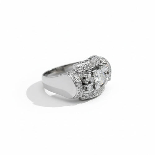 Bague 55 Art Déco - Bague en or blanc et diamants 1,20 carat 58 Facettes 1.0001389/3