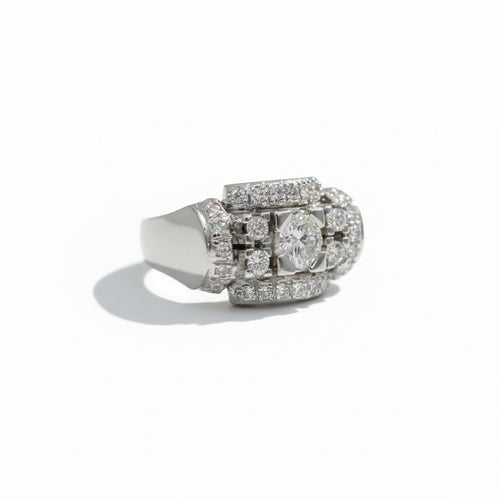 Bague 55 Art Déco - Bague en or blanc et diamants 1,20 carat 58 Facettes 1.0001389/3