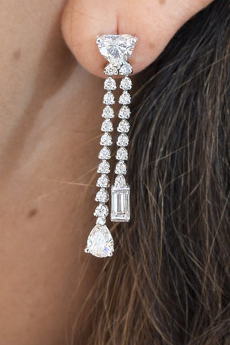 Boucles d'oreilles Boucles d’oreilles pendantes - or blanc 18 carats et diamants naturels 58 Facettes 90766/ac12597