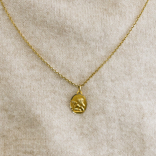 Pendentif Augis - Médaille ovale Ange Raphaël en or jaune 18K 58 Facettes LMB-175