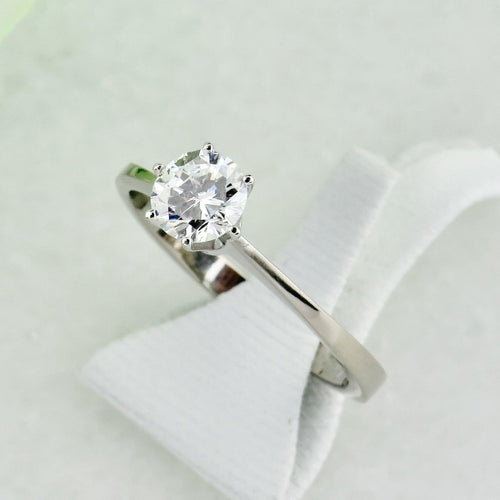 Bague 54 Bague de fiançailles - Solitaire en or blanc 750 avec diamant 58 Facettes 2295