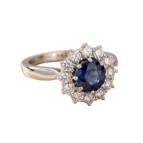 Bague 52 Bague - Saphir et diamants en or blanc 750 58 Facettes 2138