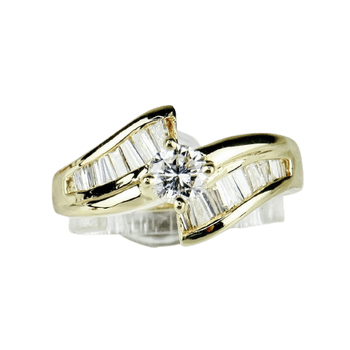 Bague 52.5 Bague halo en or jaune 18 carats avec diamants 58 Facettes 2058