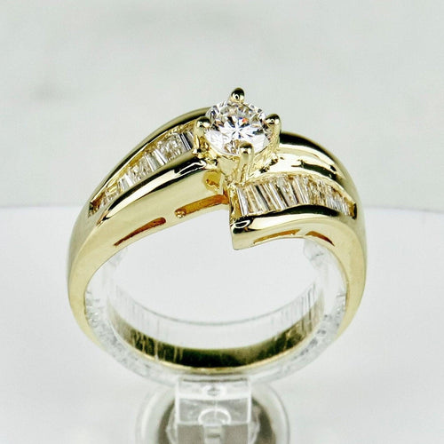 Bague 52.5 Bague halo - Solitaire en or jaune 18 carats et diamants 58 Facettes 2058