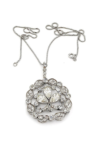 Collier Pendentif ancien - Platine 900 et diamants naturels avec chaîne maille vénitienne 58 Facettes 90711/ac12559 -90521-ac12299