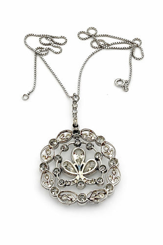 Collier Pendentif ancien - Platine 900 et diamants naturels avec chaîne maille vénitienne 58 Facettes 90711/ac12559 -90521-ac12299
