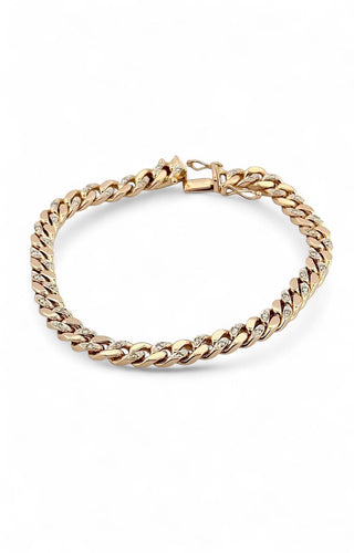 Bracelet Bracelet gourmette - Bracelet en or jaune 14 carats et diamants 58 Facettes gmt
