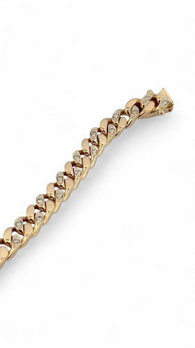 Bracelet Bracelet gourmette - Bracelet en or jaune 14 carats et diamants 58 Facettes gmt