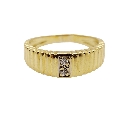 Bague 47.5 Bague chevalière vintage en or jaune 18 k et diamants 58 Facettes A06978