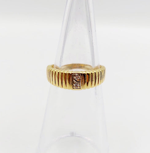Bague 47.5 Bague chevalière vintage en or jaune 18 k et diamants 58 Facettes A06978