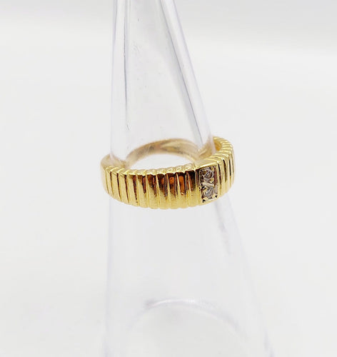 Bague 47.5 Bague chevalière vintage en or jaune 18 k et diamants 58 Facettes A06978