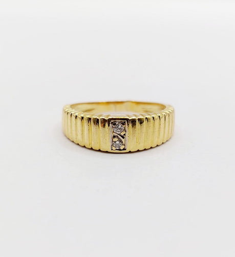 Bague 47.5 Bague chevalière vintage en or jaune 18 k et diamants 58 Facettes A06978