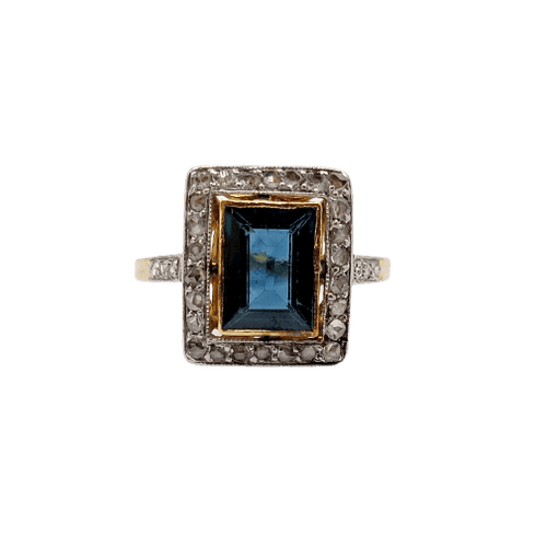 Bague 48 Bague pompadour Art déco en or 18k et platine, saphir et diamants 58 Facettes A06982