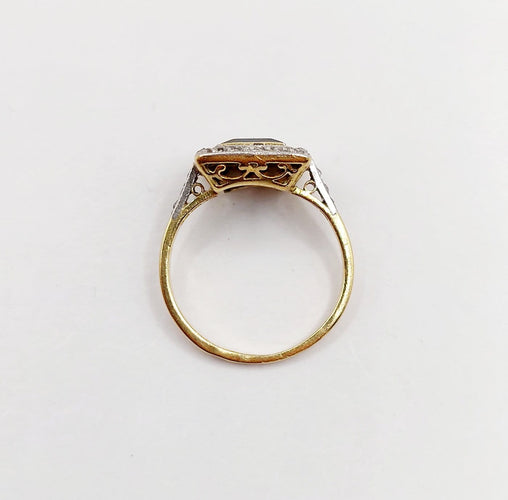 Bague 48 Bague pompadour Art déco en or 18k et platine, saphir et diamants 58 Facettes A06982