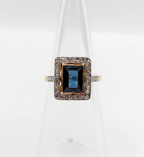 Bague 48 Bague pompadour Art déco en or 18k et platine, saphir et diamants 58 Facettes A06982
