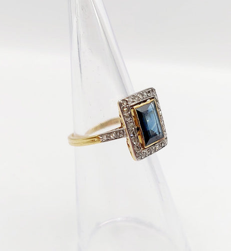 Bague 48 Bague pompadour Art déco en or 18k et platine, saphir et diamants 58 Facettes A06982