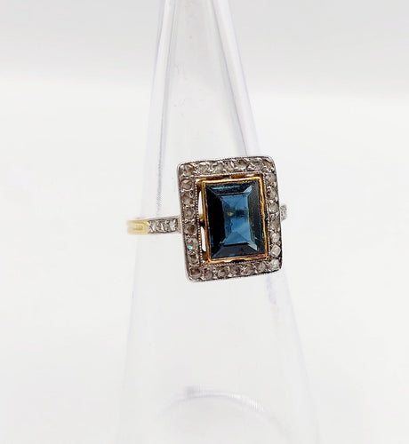 Bague 48 Bague pompadour Art déco en or 18k et platine, saphir et diamants 58 Facettes A06982